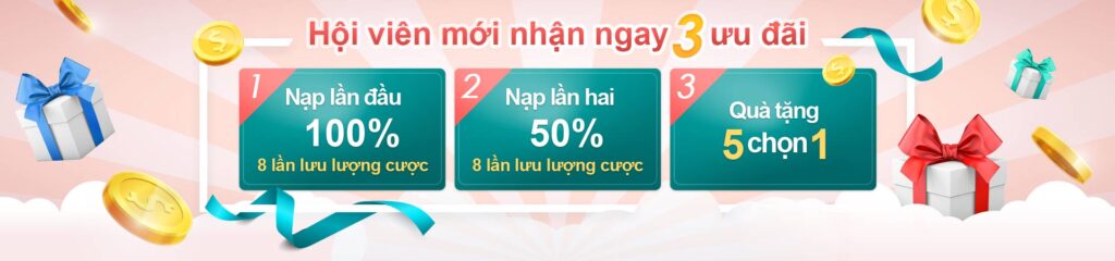 Hội viên mới nhận ngay 3 ưu đãi hấp dẫn tại Kubet11 Ku11 Việt Nam – Nạp lần đầu 100%, nạp lần hai 50%, và quà tặng 5 chọn 1. Tham gia ngay để bắt đầu hành trình chiến thắng của bạn!